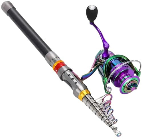 EKalgretrA Stipprute Teleskop-Angelrute und Rollen-Set, 1,8 m ~ 3,6 m Meeresangelrute und 5,0:1 Übersetzungsverhältnis Spinnrolle for Strandangeln Teleskopangel(3.3m and 3000)