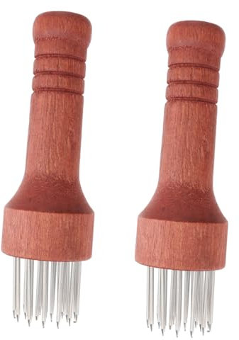 CATIEBYE Needle Meat Tenderizer Tool Stainless Steel with Wood Handle, 2pcs Kitchen Meat Tenderizing Needles for Home Use, Steak Pounder for Beef and Poultry Preparation