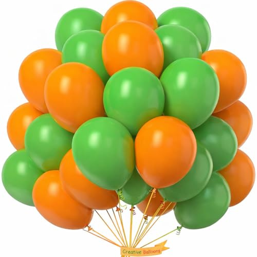 50 Stück Luftballons Orange & Grün Einfarbig Luftballons 10 Zoll Luftballons Geburtstag Party Ballon Dekoration für Hochzeit Babyparty Abschlussfeier