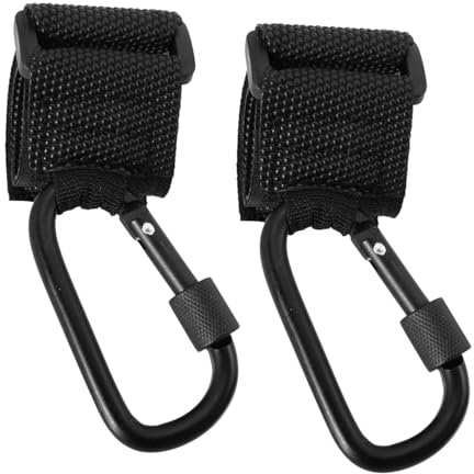 Abaodam 2 Piezas conectar juguete mochilas clip de coche bolsa de cochecito carro plegable bebe carrinhosde bebé carrito hook pinza para cochecito gancho para colgar bolsas PU Black