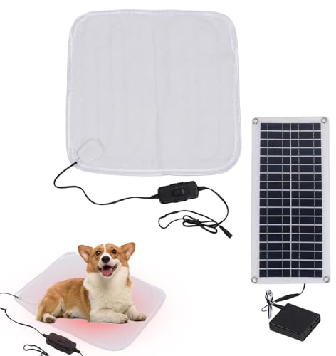 Solarbetriebenes Heizkissen für Haustiere: Heizmatte für den Außenbereich, verstellbar, 100 W, wasserdicht, Heizmatte für Katzen und Hunde, Winterwärmlösung