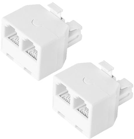 HAWAKA 2Pcs RJ11 6P4C Male to 2 Ports Female Telephone Line Splitter, 2 Way Phone Jack Splitter Socket Adapter Extension Coupler Connector for Landline Cable Fax Machine Modem