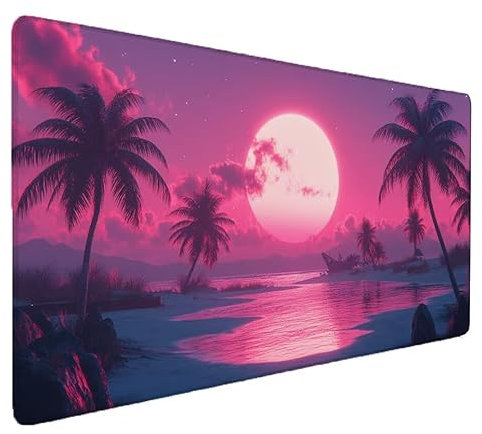 Gaming Mouse Pad Pink, Sunset Mouse Pad Large 1500x800x3mm Desk Mat Large, Extended Gaming Keyboard Mat, Non-Slip Rubber Base, Big Extended Desk Protector, for Esport Gamer Desktop Home Office S-668