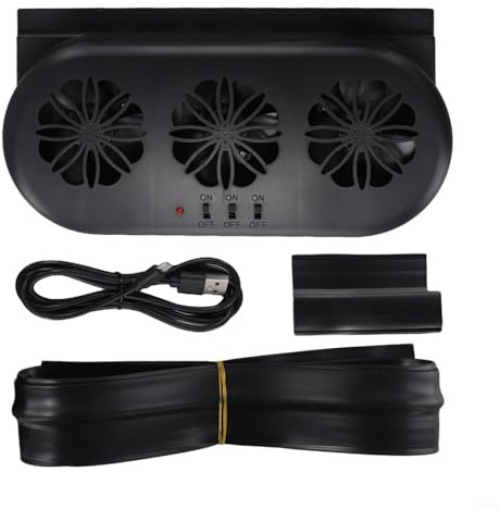 Ventilador solar de escape de coche, 5000 Rpm ventiladores de coche eléctrico, USB/carga solar, 3 cabezales eléctricos coches enfriador de aire para vehículo camión SUV