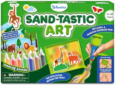 Skillmatics Sand Art Activity - Mess-Controlled DIY Animal Craft Kit with 50+ Colorful Stickers, Creative Arts & Crafts for Kids, Fun Hands-On Activity, Gifts for Ages 4, 5, 6, 7, 8, 9, 10