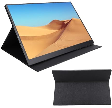 4K Portable Monitor, 16inch HD Laptop Screen Extender, HDMI USB C Travel Extern Display med Kickstand, Inbyggd Dubbelhögtalare, 4k60Hz High Refresh Gaming Monitor för PC Phone