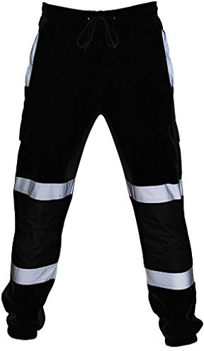 Generico Uomo Pantaloni da Lavoro Riflettenti di Sicurezza ad Alta visibilità con Strisce Riflettenti Ultra Performance Pantaloni Tuta con Nastro Fluorescente Abbigliamento da Lavoro Tasche Laterali