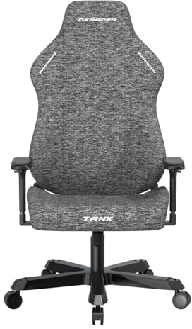 DXRacer XXL Gaming Stuhl, Tank-Serie, Stoff, Grau, bis 180kg, 63 cm Superbreite Sitzfläche, 80cm Verstärktes Aluminium-Drehkreuz