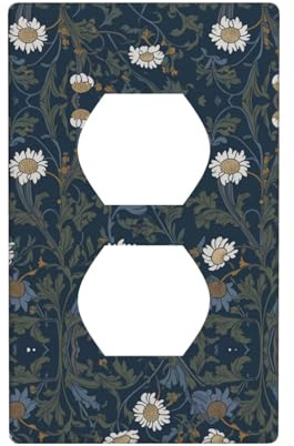 Phayah Placa de pared dúplex con patrón de margaritas, tamaño estándar, policarbonato termoplástico, doble enchufe