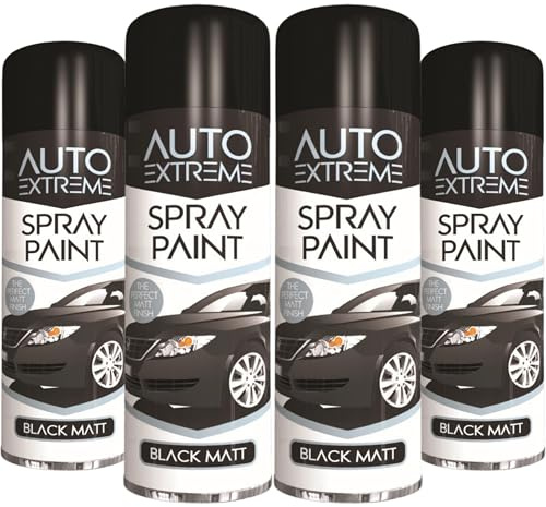 Balaju Height 4x BH Black Matt Spray Paint – Quick Dry, Petrol Resistant, Hard Wearing, Crack Resistant – Interior & Exterior Car, Metal, Wood, Plastic Surfaces, 250ml each, Pack of 4