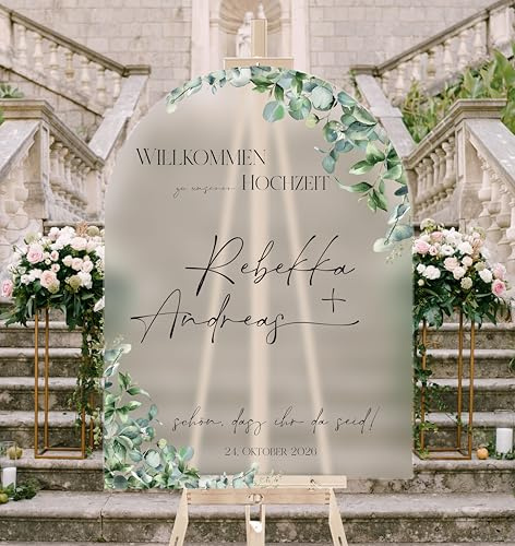 Willkommensschild Acrylglas personalisiert - Made in Germany - Welcome Willkommen Schild für Hochzeit