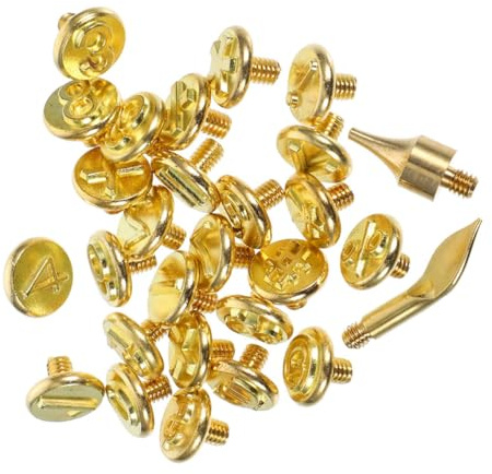 SAFIGLE Set da 2 Punte per Pirografia con Lettere in Ottone, Strumenti per Incisione e Marchiatura su Legno per Hobby Creativi, Kit Portatile per Pirografia Artistica Fai da Te