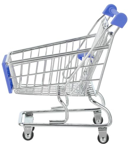 Milisten Kids Grocery Cart Miniature - Metal Shopping Cart Toy with Wheel - Mini Trolley Shopping Basket Tiny Handcart for Supermarket Pretend