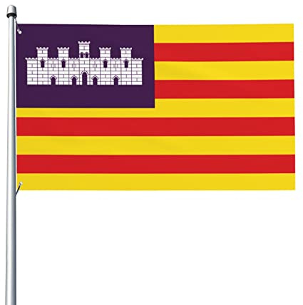 Bandiere Da Giardino The Balearic Islands Bandiera Da Cortile Premium Banner Giardino Antivento Outdoor Bandiera Per Prato Sport Esterna 90X150 CM