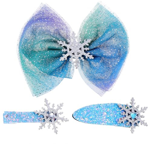 jojofuny 3 Pièces Épingle à Cheveux de Noël Flocon Nœud Papillote Pinces à Cheveux de Noël Bleues Lot D'accessoires