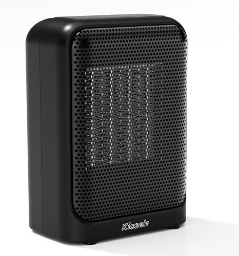 Space Heater, 1400W Electric PTC Ceramic Heaters Indoor Portable 2S Fast Heating with Thermostat, LED Display, ECO & Sleep Mode, Quiet Small Heater with 24H Timer, Tip-Over Protection, Black
