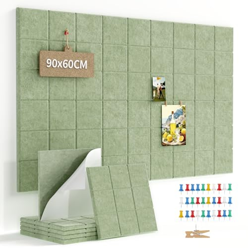 90x60cm Große Filz Pinnwand Selbstklebend: Extra Stark Klebend 6er Pack | Filzboard als Korkwand Alternative - Dekorative Fotowand and Memoboard - Pinnwand Modern für Büro Wanddekoration Kinderzimmer