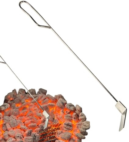 Râteau à charbon - Grattoir à pelle à cendres | Tisonnier robuste, râteau à charbon de cheminée allongé, pour barbecue, foyer, bouilloire, four à pizza, poêle à bois, feu de camp, fête en plein air, p
