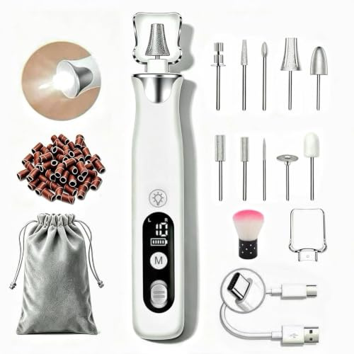 Electric Nail Drill Kit, Professional Cordless Electric Nail File for Acrylic Gel Dip Powder Nails Portable Nail Machine Kit Manicure Pedicure Tools Set with Nail Drill Bits Sanding Bands