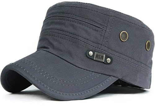Kuyou Unisex Army Military Flat Cap Vintage bomull baseballkeps, 010 grå, En Storlek