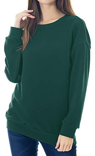 Smallshow Pflege Sweatshirt Langarm T-Shirt Bluse Stillen Pullover Tops Stillshirt Emerald Green XL