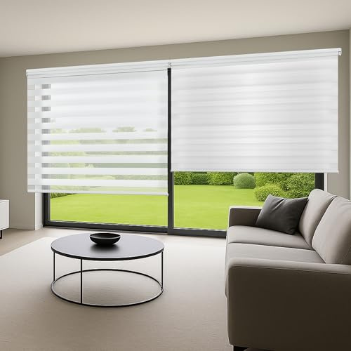 STORESDECO Doppelrollo mit Bohren 180H x 100B cm für Fenster & Türen - Zuverlässiger Lichtschutz & Sichtschutz - Kindersichere Rollos für Fenster mit Bohren & Einfacher Montage - Made in Europe