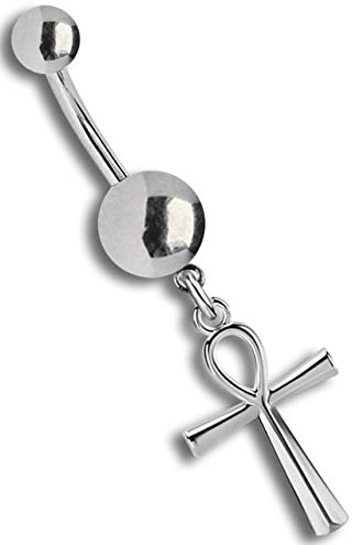 Intimate Piercing Belly Button Piercing 316L Steel Banana 1.6 mm with Cross Pendant
