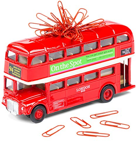 corpus delicti :: London Bus – magnetischer Büroklammerspender – Routemaster Doppeldeckerbus als Klammerhalter inkl. Büroklammern (83.0)