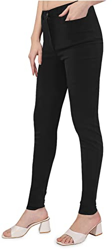 femiss Girls Black School Trousers Sizes 4 6 8 10 12 14 16 18 Women Work Office Skinny Strech Trousers (Black-10-31)