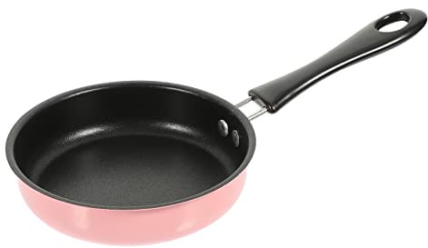 HEMOTON Mini Frying Pan Non Stick Frying Pan Pancake Skillet Mini Pan Saucepan Non-Stick Egg Wok Pan with Lid Stainless Steel Child Pink Press Fried