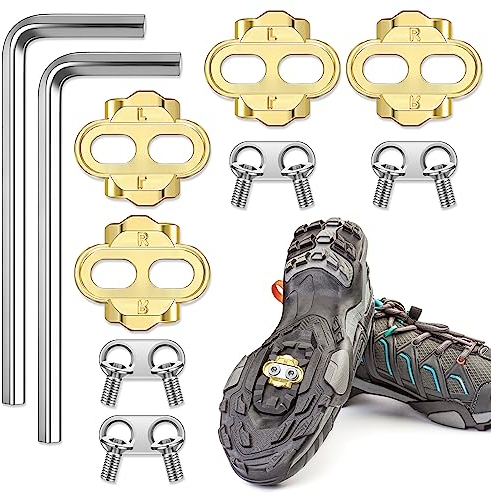 Therwen 4 Pcs Bike Cleats Bicycle Cleats Cycling Cleats with 2 Hexagonal Wrenches for MTB Shoes Compatible with Eggbeater Candy Mallet Smarty Pedals
