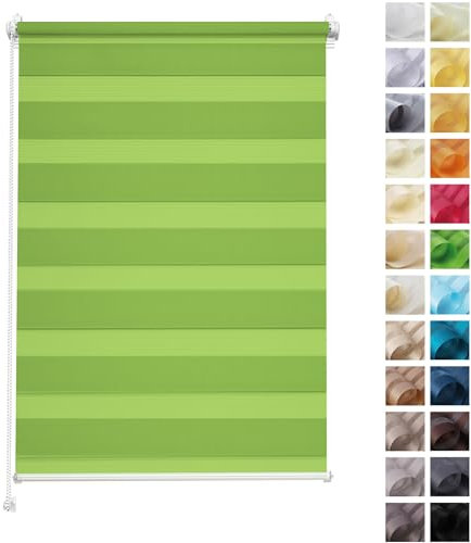 Rettika Doppelrollo Klemmfix ohne Bohren – Grün – Breite 60 cm, Höhe 220 cm – Duo Rollo für Innenräume, Sichtschutz Fensterrollo mit Lichtregulierung