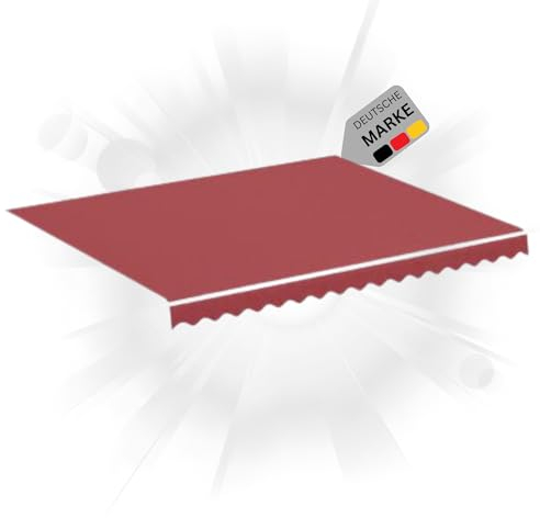 DELUKE® Markisenbespannung Markisenstoff Wasserabweisend Reißfest | Rot, für 300x250cm Rahmen | Markise mit Volant Markisen Ersatzstoff Markisentuch Sonnenschutz Markisenzubehör