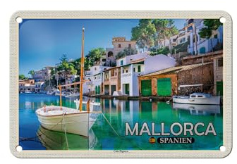 Cartel de chapa 18 x 12 cm Mallorca España diseño: Cala Figuera lugar - DekoNo7