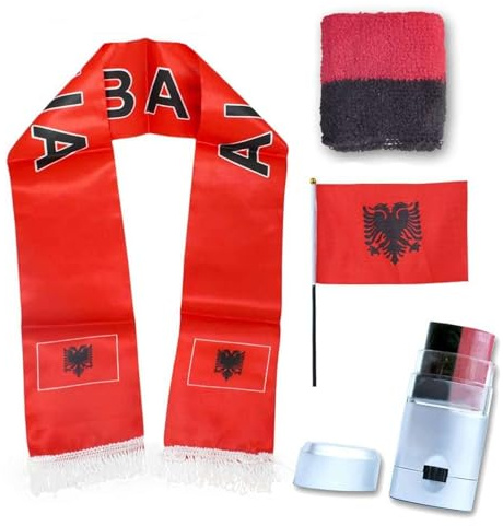 Sonia Originelli Fan-Set Albanien Fan-Set 14 - Albanische Fanartikel EM WM Fußball Party Karneval