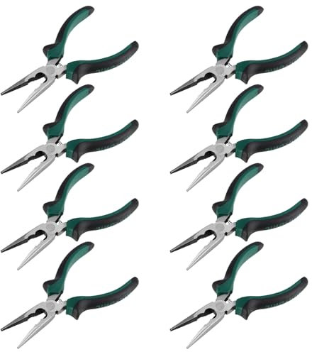 HOIGON 8 PCS 6 Inch Needle Nose Pliers, Spring Loaded Needle Nose Pliers with Wire Cutter and Strippers, Side Cutting Long Nose Pliers for Cutter Bending Wire, Jewelry Making