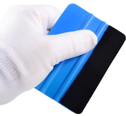 Blue Felt Edge Squeegee Applicator for Car Vinyl Wrap Stickers Window Tint Wrapping Film Smooth Bubble Free Application Plastic Tool Auto Detailing Home Use Signage Installation