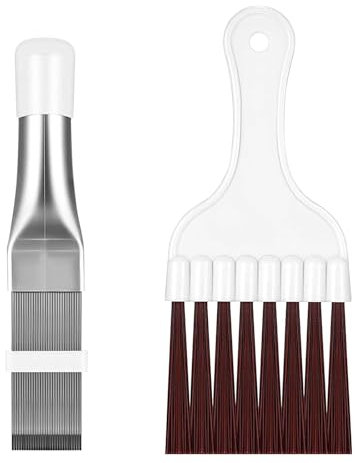 SURFOU Brosse de Nettoyage pour Condenseur, Lot de 2 Peignes en Acier Inoxydable et Plastique, pour Sèche-Linge à Pompe à Chaleur, Échangeur et Entretien Climatiseur