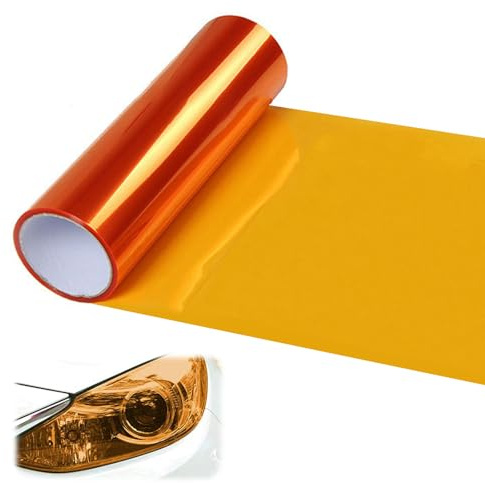 VZU Scheinwerfer Folie Orange 30 x 120cm, Selbstklebende Auto-Tönung Scheinwerfer Rücklicht Nebelscheinwerfer, PVC Folie Hitzebeständig für Lampen, Wasserdicht Auto Scheinwerfer Folie