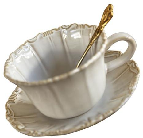Holibanna Tazza da Caffè in Ceramica Piattino Abbinato di Tazze da Tè Vintage in Porcellana Durevoli e Compatibili Microonde e Lavastoviglie