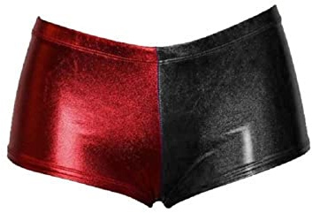 GOSTYLES® Womens Halloween Metallic Hot Pants Knickers, Ladies High Waisted Underwear Fancy Shiny Clubwear Panties (Black Red, 8-10)