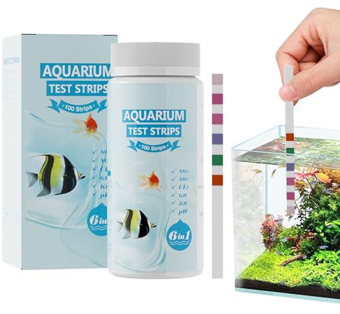 Yulokdwi Aquarium Wassertest Kit, 100 Stück Teststreifen für Meerwasser, 6-in-1 Wasserqualitätstester für kommerzielle und häusliche Nutzung Salzwasser Anfänger tägliche Überwachung Reise und
