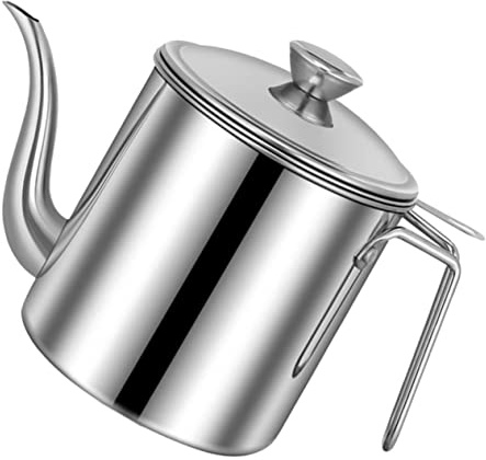 TOYANDONA Pot à Huile Acier Inoxydable avec Filtre Passoire Intégré et Bec Verseur Incurvé Récipient de Stockage et Filtrage de Graisse pour Cuisine Saine et Pratique