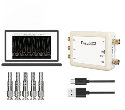 Osciloscopio Fosc53C1 USB de 5 canales 1MHz Frecuencia de muestreo para análisis de señal eléctrica en laboratorios y trabajo de campo