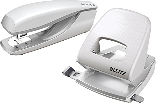 Leitz 50060004 Locher und Leitz 55620069 Heftgerät Nexxt Style (arktik-weiß | Heftgerät + Locher)