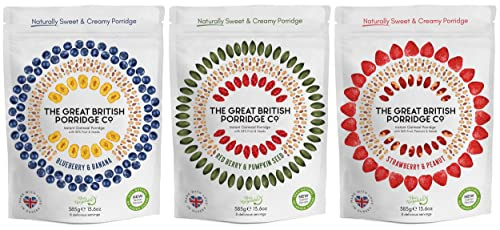 The Great British Porridge Co Gluten Free & Vegan Friendly Nutritious Instant Porridge (Variety Pack, 3-Pack)