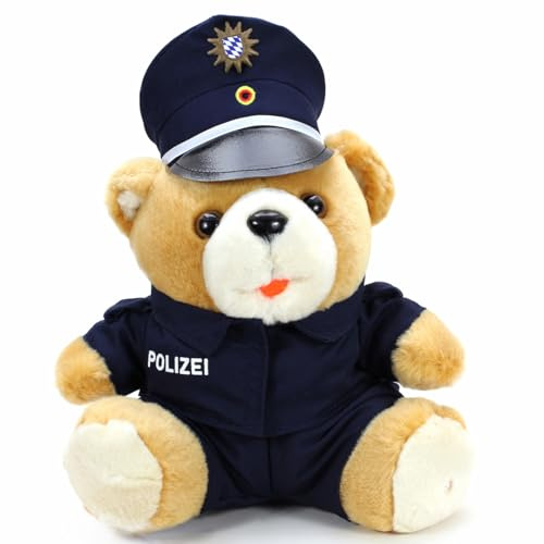 Teddywelt Polizei Teddy mit Blauer Mütze, Plüschtier Kuscheltier Bär 28 cm – Original seit 1996