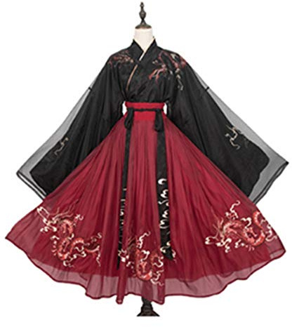 Dittzz Vestido chino de Hanfu para mujer, traje de tang chino, traje tradicional chino, bordado, ropa de cáñfu para espectáculo de escenarios, cosplay, ver imagen, L