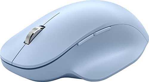 Microsoft Bluetooth Ergonomic Mouse - Pastel Blue - with thumb rest, precise tracking, and customizable buttons