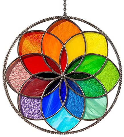 Apofly 1PC gemalte Fensterschmuck hängen Regenbogen-Verzierung Hängen Acryl Regenbogen-Blumen-Skulptur Garten Suncatcher Dekoration